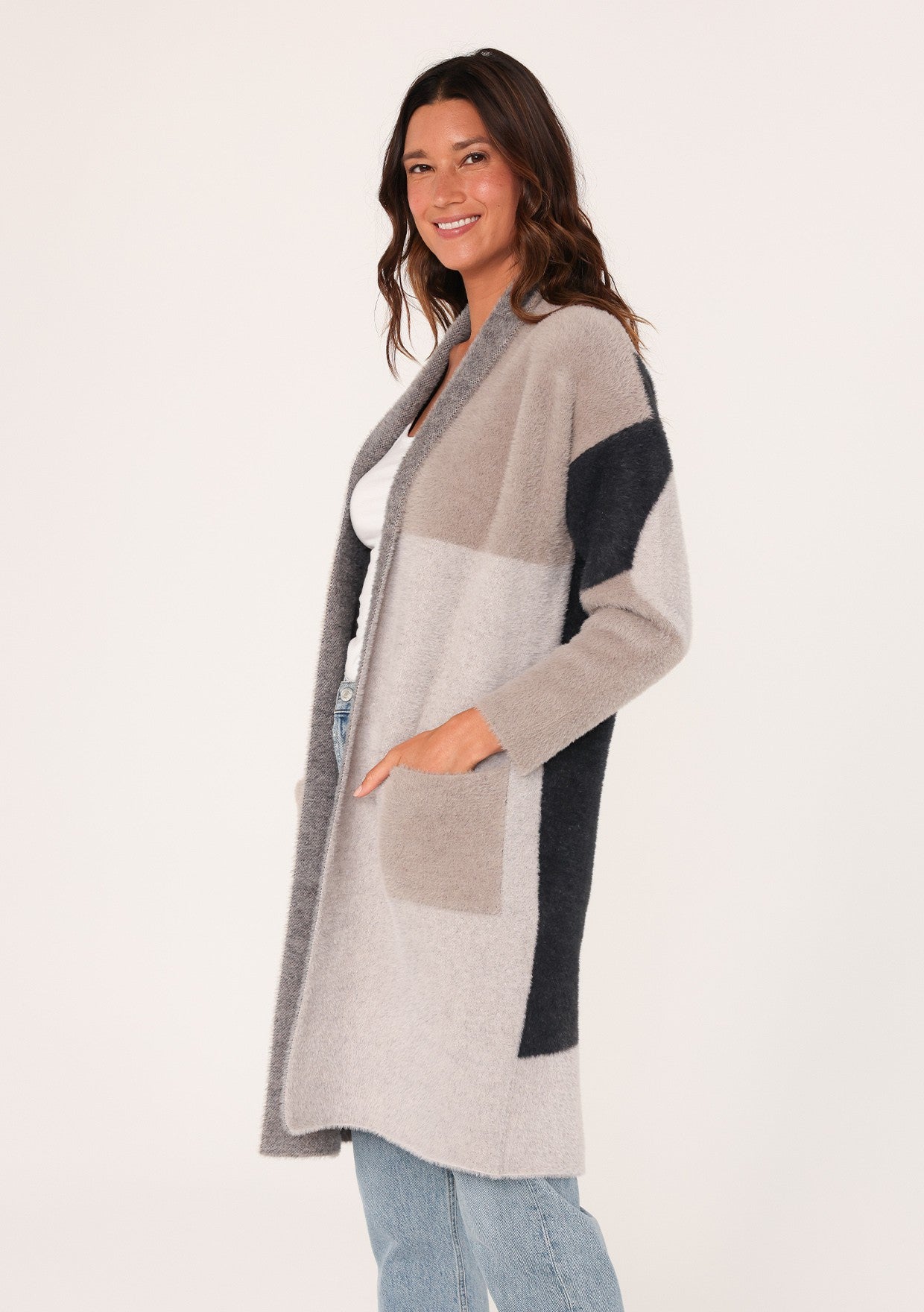 Threaded Pear Brooklyn Front Midi Solid Cardigan main image 1