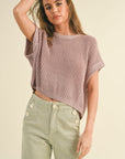 The Nila Dolman Mauve Solid Knitted Top