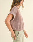 The Nila Dolman Mauve Solid Knitted Top