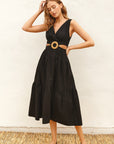 The Miranda Ring Black Midi Dress
