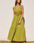 The Miranda Ring Lime Green Midi Dress