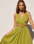 The Miranda Ring Lime Green Midi Dress