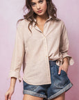 The Mallory Khaki Linen Button Down Shirt