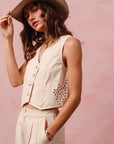 The Mandi Eyelet Vest + Pant Set - Sold Separately