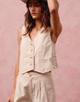 The Mandi Eyelet Vest + Pant Set - Sold Separately