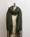 The Mandy Olive Knit Tassel Scarf