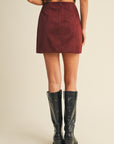 The Marcy Cherry Suede Mini Skirt