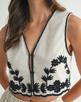 The Mari Embroidered Vest + Pant Set - Sold Separately