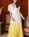 The Maribella Flutter Sleeve Dip Dye Dress