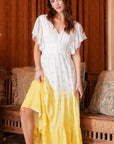 The Maribella Flutter Sleeve Dip Dye Dress