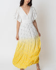 The Maribella Flutter Sleeve Dip Dye Dress
