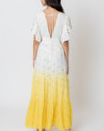 The Maribella Flutter Sleeve Dip Dye Dress