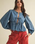The Marisa Front Tie Denim Top
