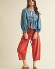 The Marisa Front Tie Denim Top