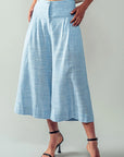The Marta Blue Linen Cropped Pants