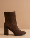 The Maxine Coffee Suede Heel Bootie
