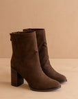 The Maxine Coffee Suede Heel Bootie