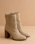 The Maxine Khaki Suede Heel Bootie
