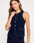 The Meara Denim Vest + Pants Set - Sold Separately