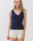 The Megan Navy Ribbed Sweater Tank