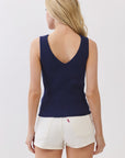 The Megan Navy Ribbed Sweater Tank