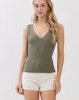 The Megan Olive Ribbed Sweater Tank