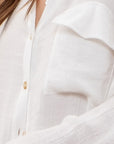 The Melia White Button-down Top