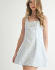 The Miley Blue Embroidered Mini Dress
