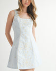 The Miley Blue Embroidered Mini Dress