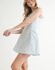 The Miley Blue Embroidered Mini Dress