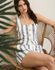 The Millie Navy Linen Stripe Top + Shorts Set - Sold Separately