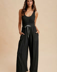 The Minerva Black Crepe Knit Jumpsuit