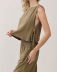The Mona Olive Top + Pant Set - Sold Separately