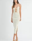The Monica Cream Cut Out Midi Dress