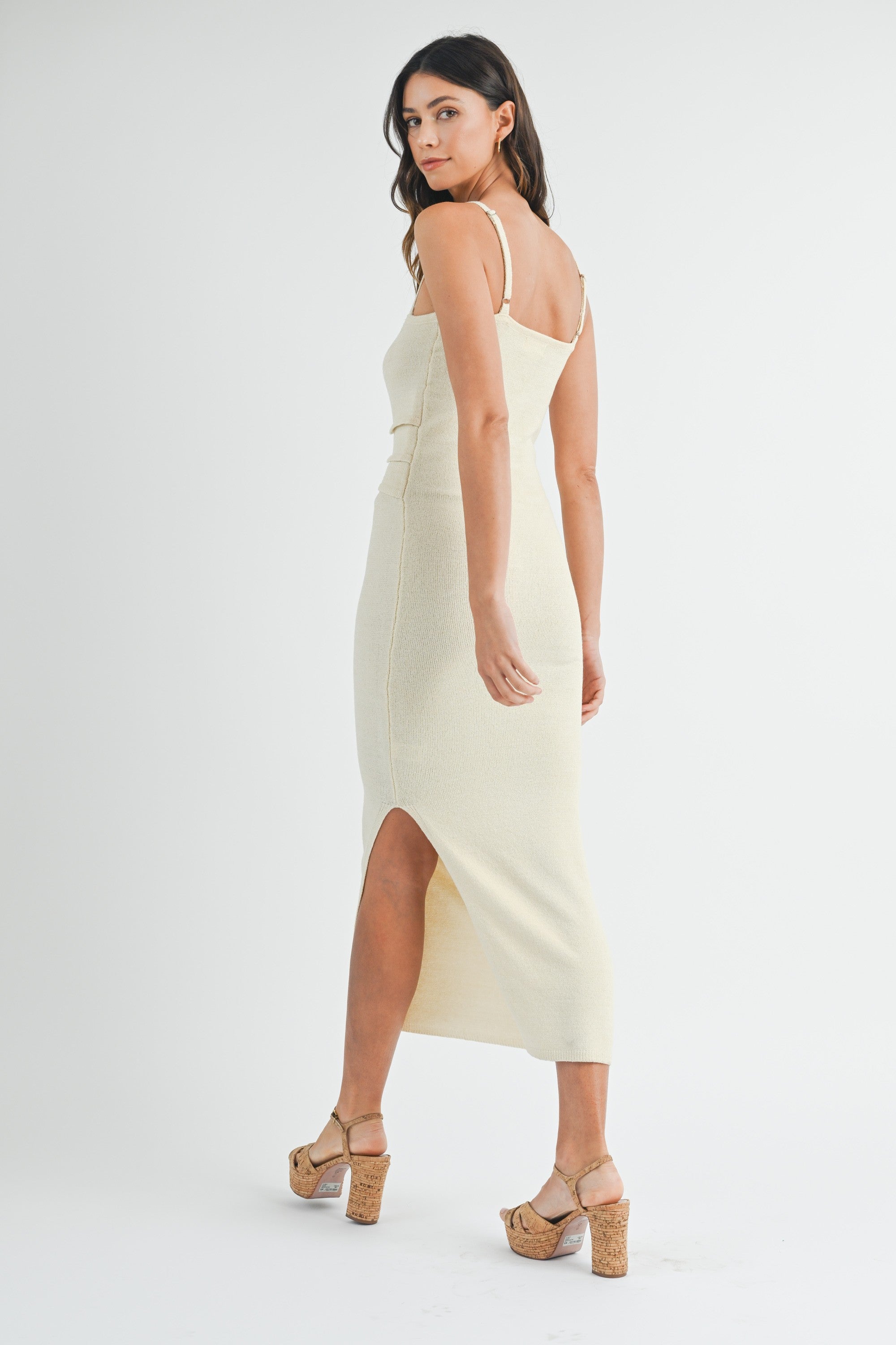 monica midi dress The Monica Cream Cut Out Midi Dress – Thread + Seed