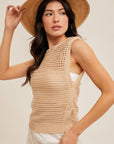 The Mora Tan Side Button Tank