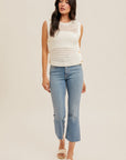 The Mora Off White Side Button Tank