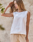 The Nell White Linen Top