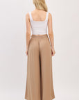 The Della New Taupe Smocked Wide Leg Pants