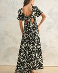 The Paola Tropical Leaf Print Dress