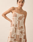 The Petra Taupe Abstract Mini Dress