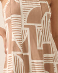 The Petra Taupe Abstract Mini Dress