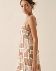 The Petra Taupe Abstract Mini Dress