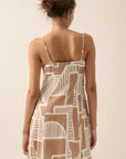 The Petra Taupe Abstract Mini Dress