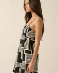 The Petra Black Abstract Mini Dress