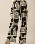 The Petra Black Abstract Top + Pants Set - Sold Separately