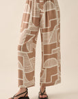 The Petra Taupe Abstract Top + Pants Set - Sold Separately