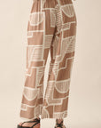 The Petra Taupe Abstract Top + Pants Set - Sold Separately
