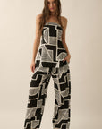 The Petra Black Abstract Top + Pants Set - Sold Separately