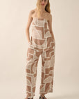 The Petra Taupe Abstract Top + Pants Set - Sold Separately